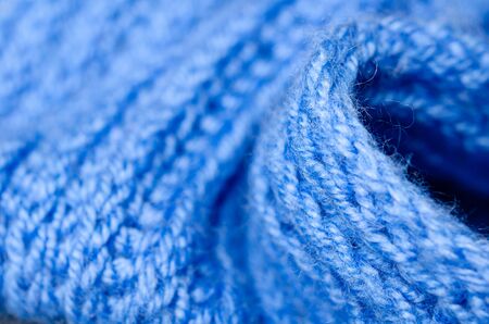 Blue textile and texture background. Fabric macro photography, cloth pattern.の写真素材
