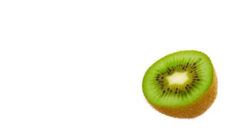 Fresh and ripe kiwi slice. Isolated on white background. Copy space, template.の写真素材