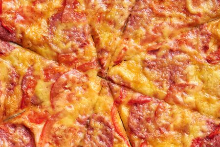 Fresh Italian pizza macro photo, close up texture.の写真素材