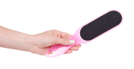 Pink plastic heel grater, pedicure tool.