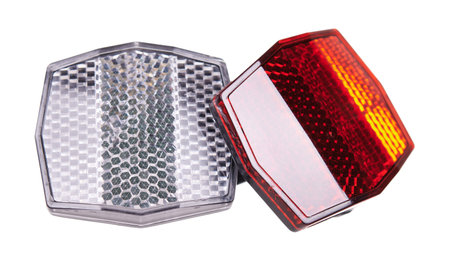 Red bicycle reflector for safety.