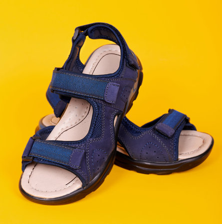 Kids orthopedic leather sandal, child shoes.の写真素材