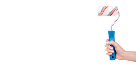 Striped wool paint roller, home decoation and improvement.の写真素材