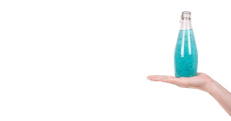 Exotic vegeterian drink with basil seeds.の写真素材