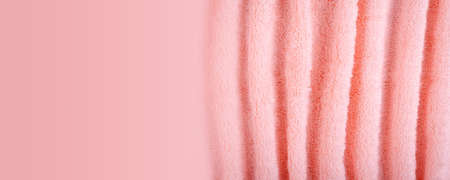 Pink towel fabric texture, top view photo.の写真素材