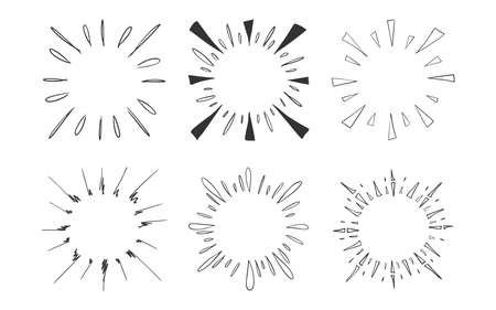 Hand drawn vector of sunburst template.のイラスト素材