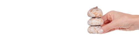 Round gingerbread with frosting, isolated on white background. High quality photo