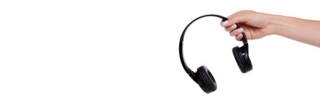 Wireless black headphones. High quality photo