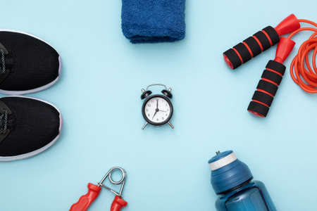 Composition of sports equipment. Healthy lifestyle concept.の写真素材