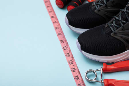 Composition of sports equipment. Healthy lifestyle concept.の写真素材