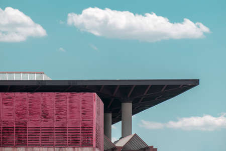 Part of the roof of the new Atocha train station in Madrid, on a summer dayの写真素材