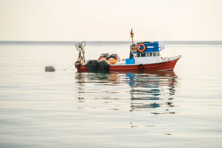 Fishing boat ready to start fishing near the coast