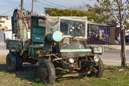 Vintage truck not approved for anything made by a Greek gypsyの写真素材