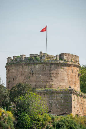 old watchtower on the Mediterranean coast of Antalya in Turkeyのeditorial素材