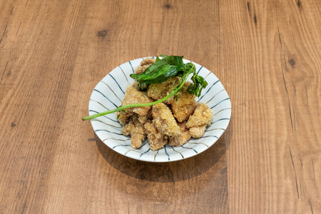Delicious Korean Snack of Fried Crispy Chicken Ballsの写真素材