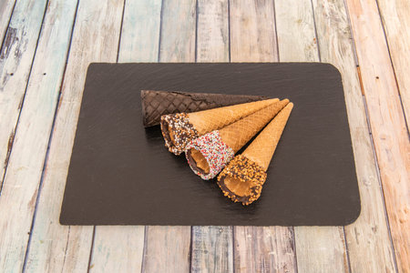ice cream cone is a dry, conical-shaped pasta, usually made from wafer, that allows you to have ice...