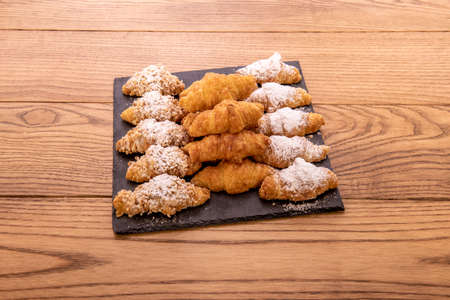croissant, is a piece of bakery of Austrian origin, whose puff pastry version was developed in France. It is made with a specific puff pastry that contains yeast, butter or margarineの写真素材