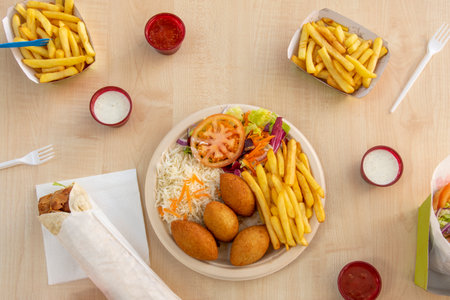 Persian kotlet are traditionally fried croquettes of minced meat, eggs, onions and potatoes or breadcrumbsの写真素材