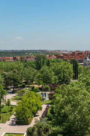 Views of gardens and parks of the city of AlcorcÃ³n in Madrid.