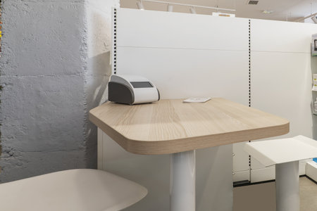 A small table in a corner of a place to do interviews.の写真素材