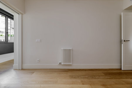 Empty bedroom with French oak floorsの写真素材