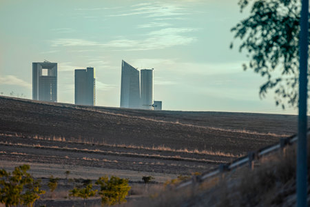 Significance The Four Towers of Madrid are an icon of the city and a symbol of its creationの写真素材