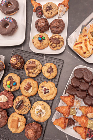 The cookies are then shaped and baked until golden and crispyの写真素材