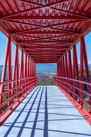 Footbridges can be fixed or mobile and are usually elevated above ground levelの写真素材