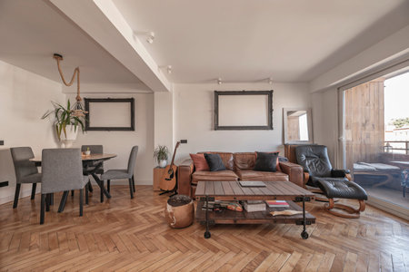 Typically, the sofa faces a focal point, such as a fireplace or television.