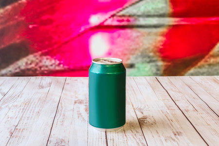 Freshly opened lager, with rising bubbles and a creamy head crowning the neck, illuminated by the golden light of the sunsetの写真素材