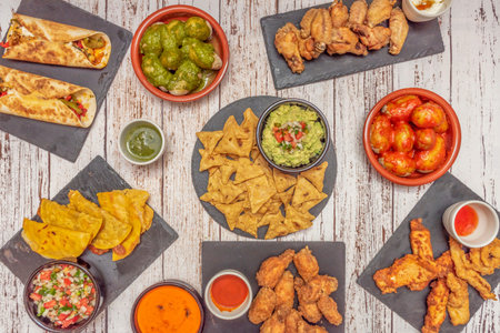 nachos with beef jerky, scrambled eggs, and chopped green chilesの写真素材