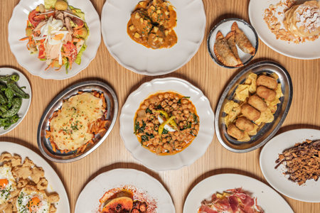 Tapas as a way of life are represented by the contrast between the warmth of garlic shrimp in its...