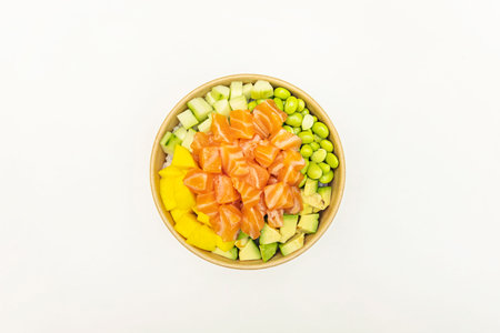 Dish with a simple combination: white rice as a side dish, a platter of fresh sliced...
