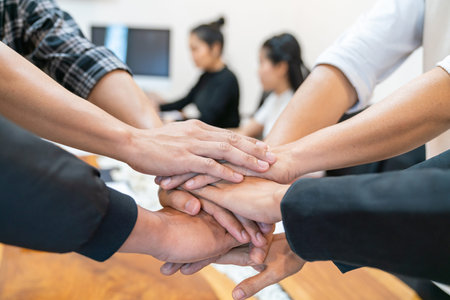 Teamwork Power Successful Meeting Workplace Concept