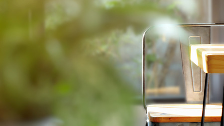 empty chair in cafe  with sunlight on sunny dayの写真素材