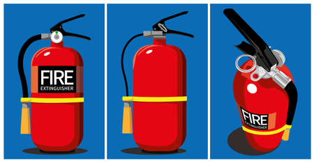 Fire extinguisher vector illustrations of various anglesのイラスト素材