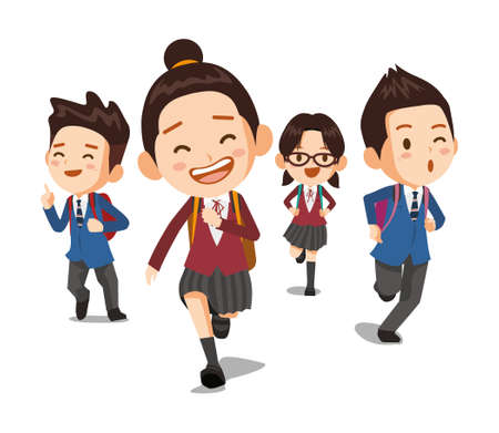 students running happily with bags.のイラスト素材