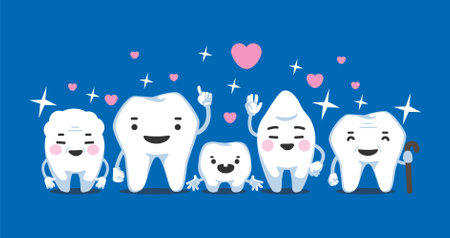 Healthy and happy teeth family characters.のイラスト素材