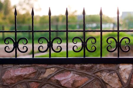 Picket Fence. Sunlight morning. Selective focus.の写真素材