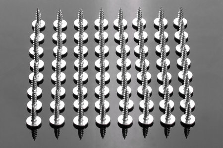 Screws group. Close-up. Selective focus,