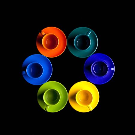 Coffee cups. Isolated on black.の写真素材