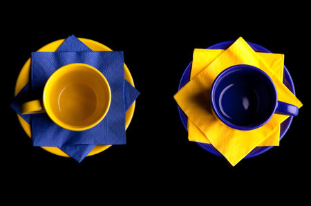 Coffee cups. Isolated on black.の写真素材