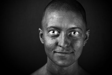 Woman expression. High textured face.