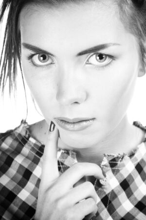 Portrait of a woman. Isolated on white.の写真素材
