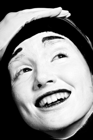 Street mime. Isolated on black.の写真素材