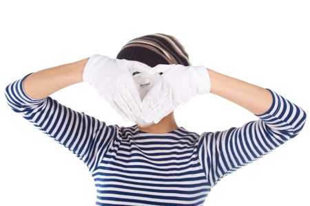 Street mime. Isolated on white.の写真素材