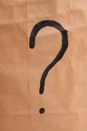 Smiling paper bag. Concept. Isolated on white.の写真素材