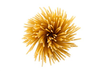 close-up raw pasta isolatedの写真素材