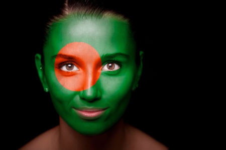 woman with the flag of the Bangladeshの写真素材