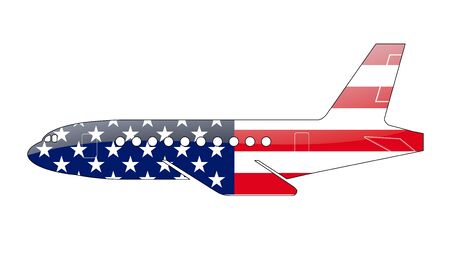 The USA flag painted on the silhouette of a aircraft. glossy illustrationの写真素材